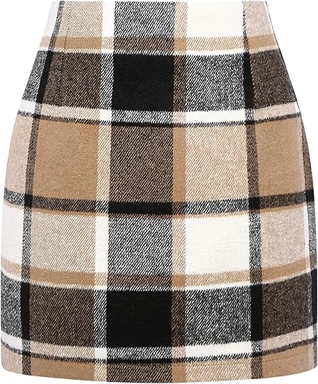 Plaid Skirts for Women, Pencil Mini Skirts for Women High Waist Bodycon Christmas Holiday Fall Winter Skirts