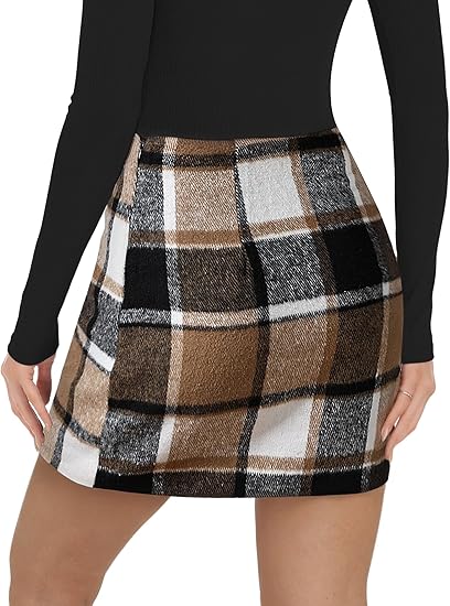 Plaid Skirts for Women, Pencil Mini Skirts for Women High Waist Bodycon Christmas Holiday Fall Winter Skirts