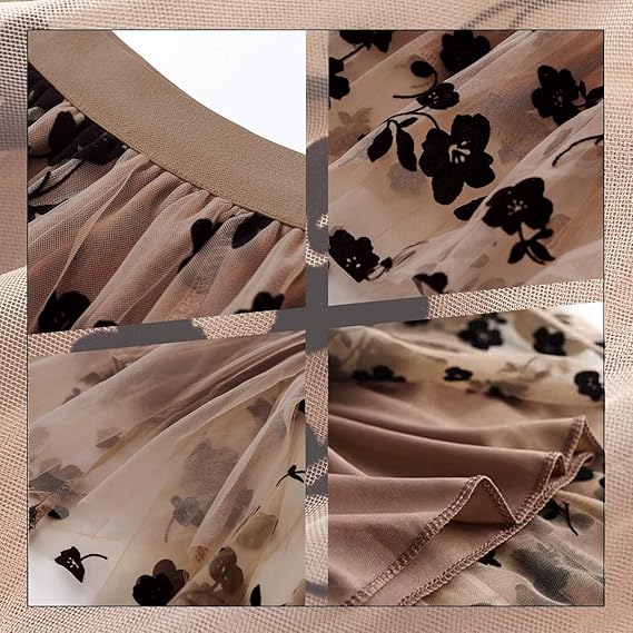 Skirts for Women Midi Long Length Dressy Casual Trendy Summer Tulle A-Line Floral High Waist Skirt
