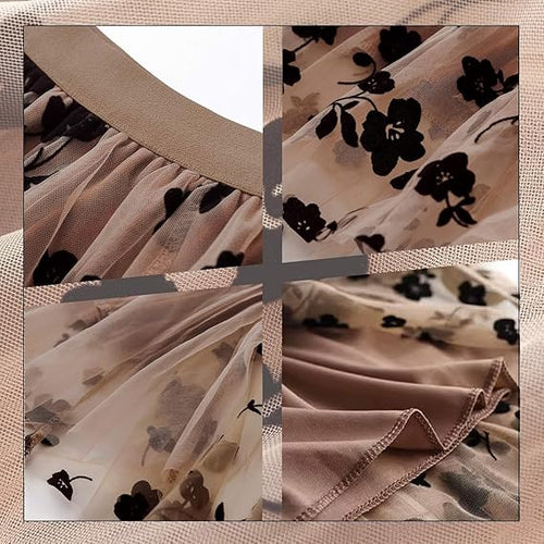 Skirts for Women Midi Long Length Dressy Casual Trendy Summer Tulle A-Line Floral High Waist Skirt
