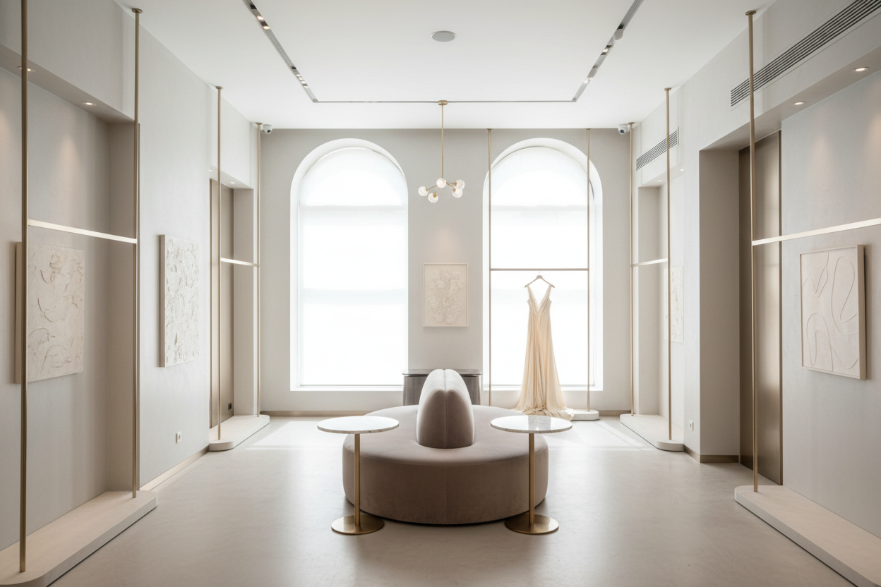 Background image of a store selling dresses